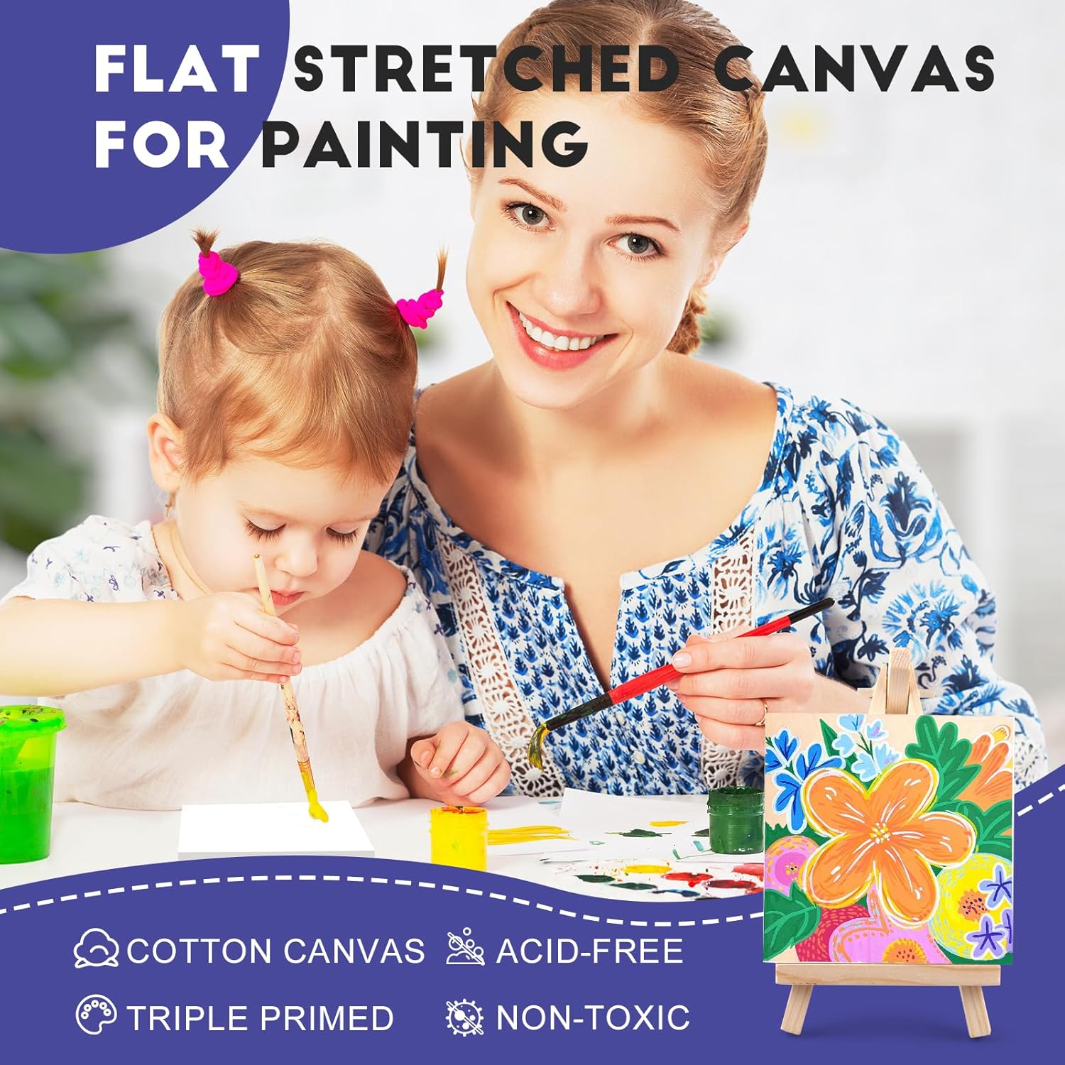 Small Stretched Canvas For Painting 6X6 Inch, 2/5''Profile Art Primed 16 Pack Canvases For Painting, Cotton Small Professional Blank Paint Canvas For Kids And Art Supplies, For Acrylics, Oils.