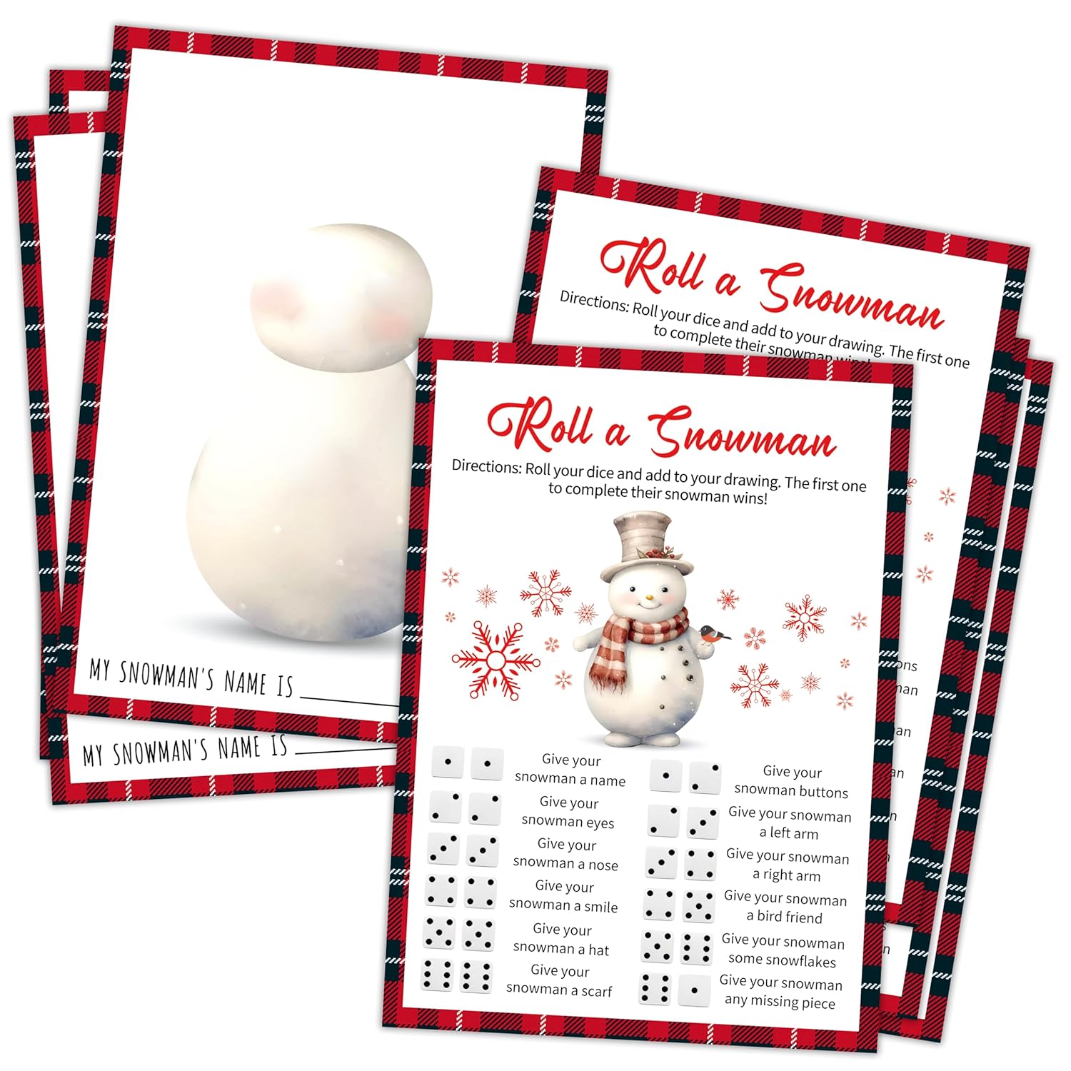 Roll A Snowman Game - 25 Christmas Cards, Dice Rolling Game, A Snowman Games For Family Fun, Christmas Party Activities, Party Favors, Christma Games For Families,1