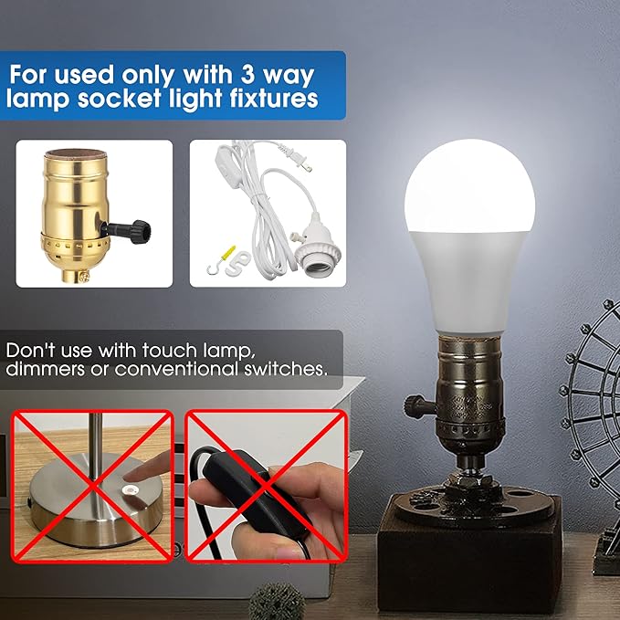 2 Pack 3 Way A19 LED Light Bulbs 50 100 150W Equivalent 5000K Daylight E26 Base