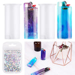 2Pcs Pocket Lighter Case Epoxy Resin Silicone Mold & Glitter Pack, Work For Standard Size Bic J6 Lighter Protective Cover Sleeve Pouch Wrap Holder Diy Art Craft (Classic/Full/Maxi/Regular/J6)