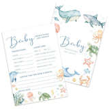 Baby Shower Predictions And Advice Cards For New Parent, Ocean Baby Shower Game For Girl Boy, 25 Pack Sea Animal Design, Gender Neutral Party Activity-D01