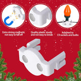 Extra Strong Magnetic Christmas Light Clips- Magnetic Light Clips For C9 Socket- Magnetic Sockets Light Clips Hooks For String Light Outdoor Patio Lighting (60 Pcs, White)