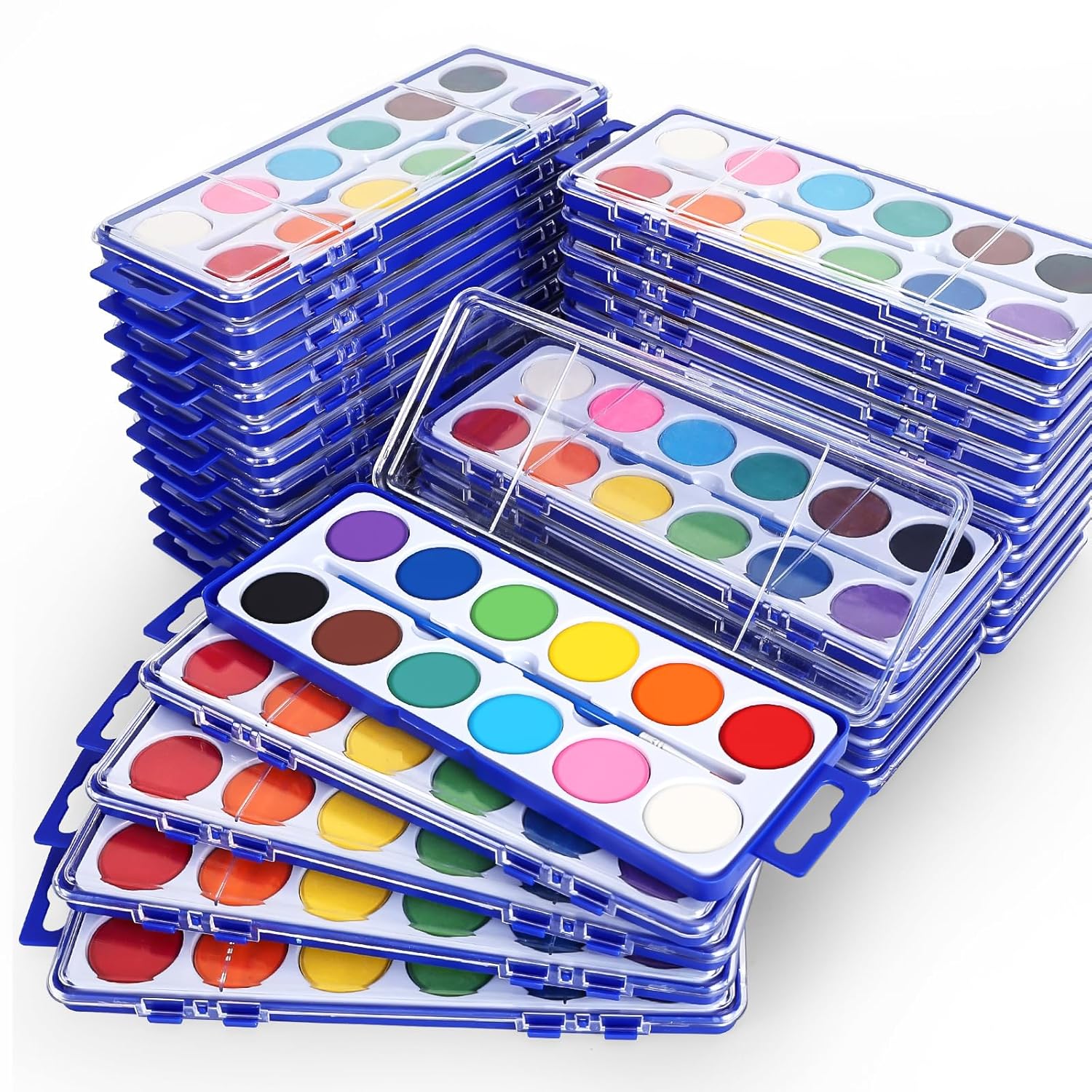 30 Pack Watercolor Paint Set, 12 Colors Watercolor Paint Set Bulk With Paint Brushes, Washable Paint, Art Supplies For Classroom, Parties