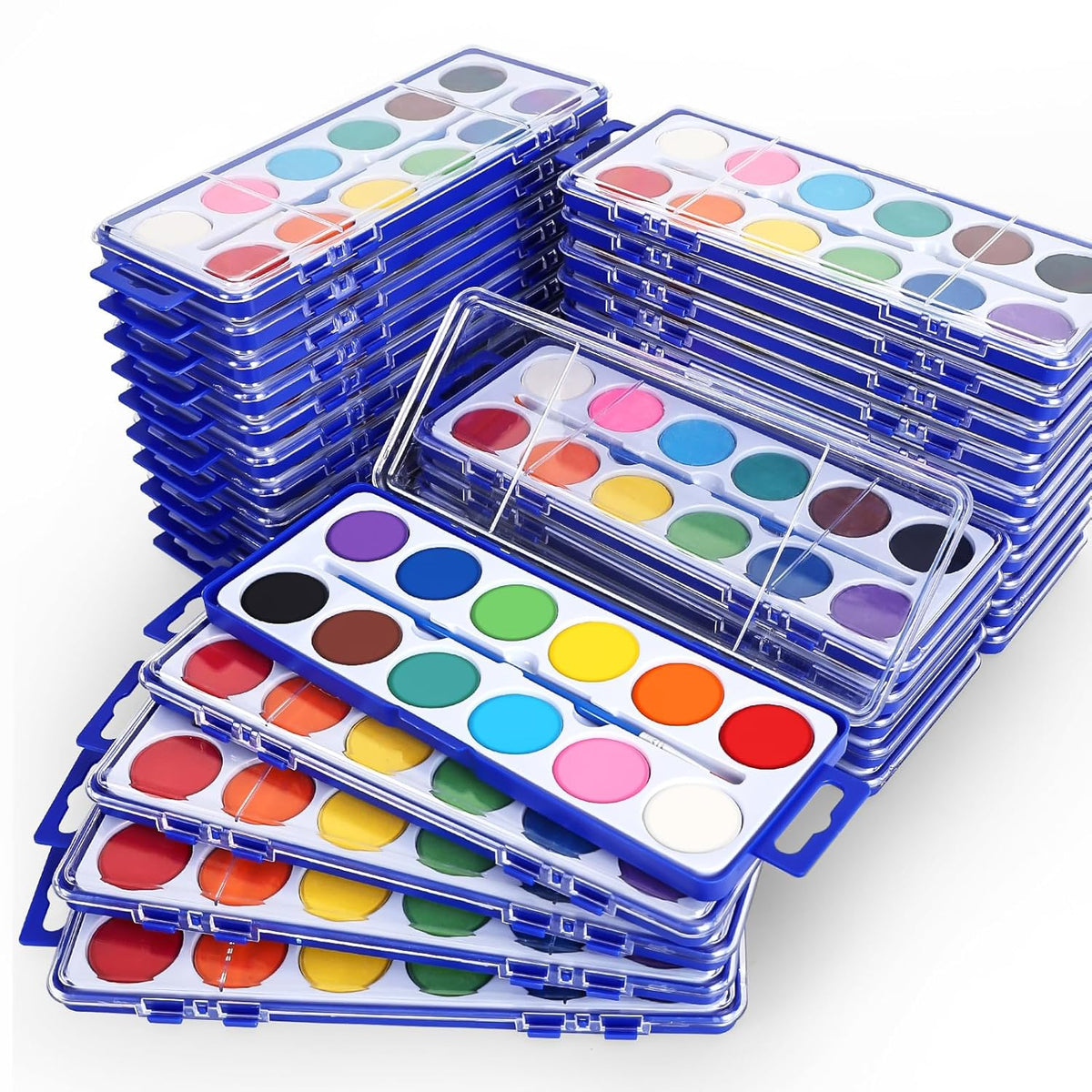 30 Pack Watercolor Paint Set, 12 Colors Watercolor Paint Set Bulk With Paint Brushes, Washable Paint, Art Supplies For Classroom, Parties