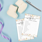 Wishes For Baby Game Kit For Baby Shower - Floral, Wild Flower Spring Theme - 30 Fill In Game Cards & 1 Answer Card For Baby Shower, Funny Gender Reveal Party Favor, Activity & Supplies - B05