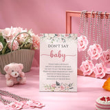 51 Don'T Say Baby Shower Game Pink Rose Baby Shower Decorations Included Rose Game Sign Wood Table Sign 50 Felt Floral Necklaces For Gender Reveal Party Favors