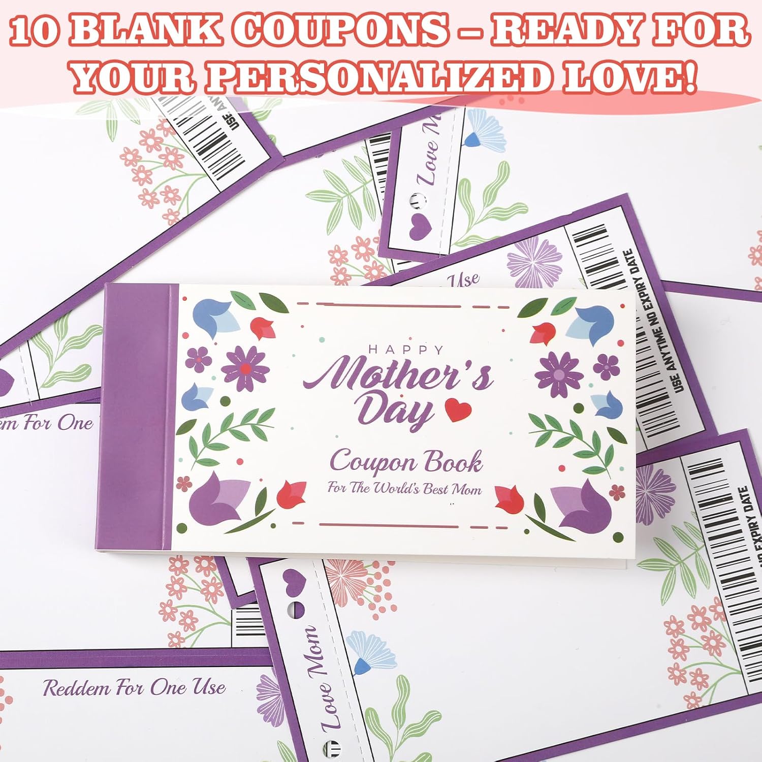 Fun Coupon Book For Mom From Daughter, Unique Mom Gifts For Mother’S Birthday From Kids, 20 Fun Floral Vouchers + 10 Blank Diy Sheets, Thoughtful Gifts For Mother Grandmother