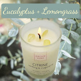 Soy Candles With Healing Crystals. Citrine, Rose Quartz, Amethyst Crystal. Eucalyptus + Lemongrass, Jasmine + Sandalwood, Clary Sage + Lavender. 3Pc Scented Candle Set, 2.47Oz Each