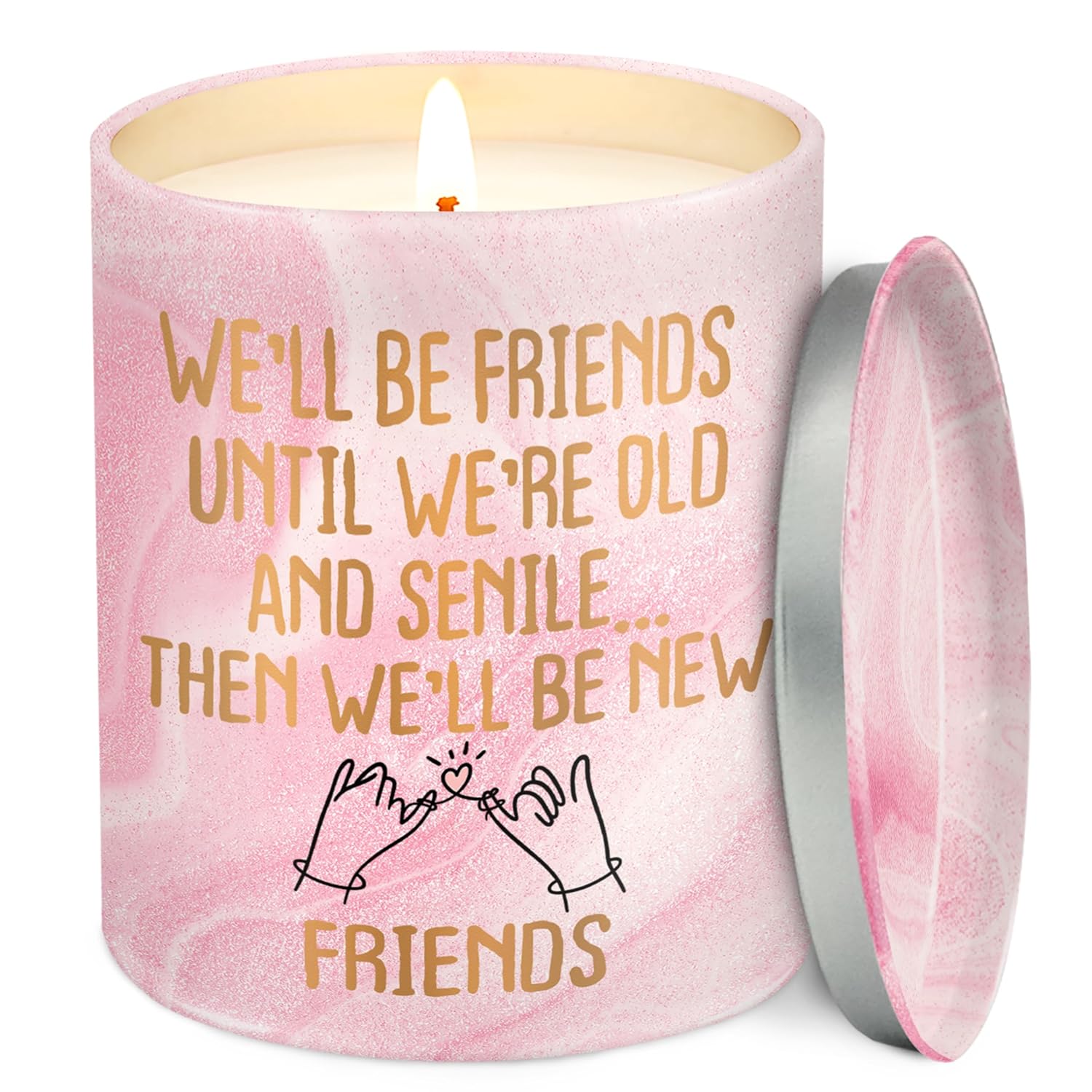 Galentines Day Gifts For Friends - Vanilla Lavender Pink Candles 10 Oz - Best Friend Birthday Gifts For Women Friendship Female Her, Long Distance Galentines Gift For Woman Bff Bestie