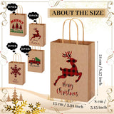 100 Pcs Christmas Kraft Gift Bags Bulk Xmas Holiday Paper Gift Bags With Handle Plaid Candy Treat Party Favor Bag For Christmas New Year Presents Wrapping Party Favor Supplies Decor