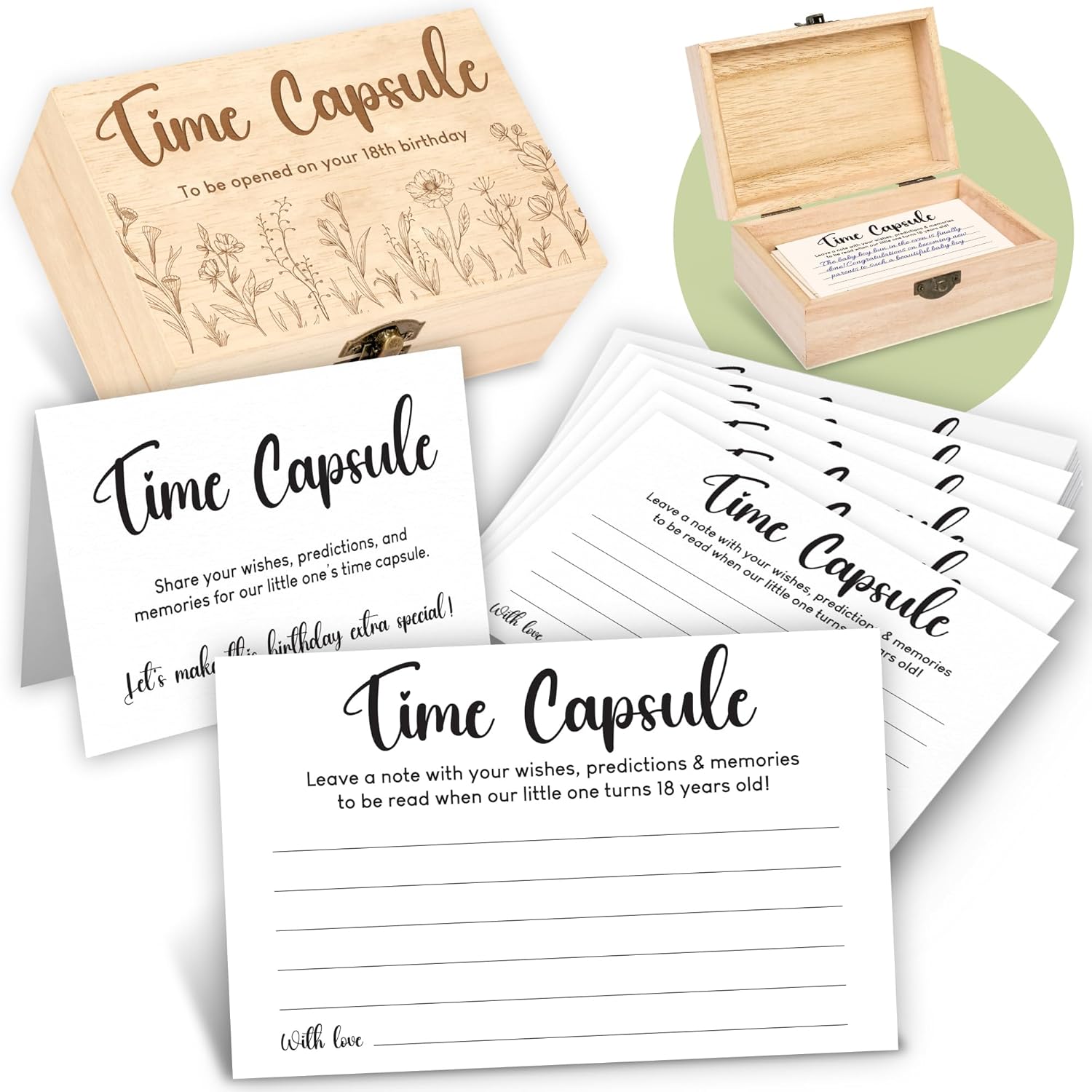 Time Capsule Box 1St Birthday - Baby Time Capsule For First Birthday Party Games, 1St Birthday Party Activities For Guests, Time Capsule Cards 1St Birthday Keepsake Gifts For Babies Girl