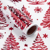Christmas Wrapping Paper Roll - Mini Roll - Red Foil Christmas Tree Pattern Great For Holiday Gifts, Party And More - 17 Inches X 16.5 Feet