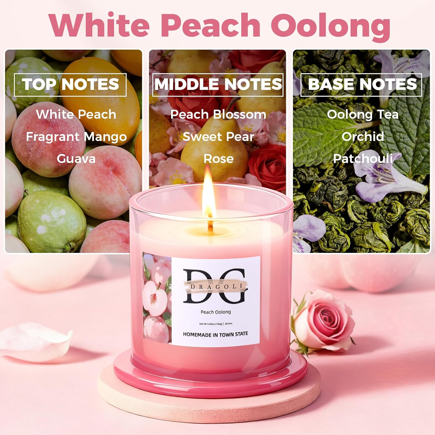 Dragoli Scented Candles - Natural Soy Wax, 30+ Hours Long-Lasting, 3 Fresh Scents, Clean Air Freshener & Relaxing Aromatherapy For Home