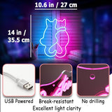 Pink Blue Double Cat Neon Sign USB Powered LED Wall Light for Bedroom Room Decor