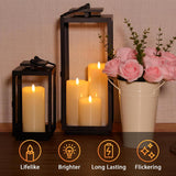 Outdoor Flameless Candles With Remote Timer - Waterproof Realistic Flickering Led Pillar Electric Battery Operated Fake Candle For Holiday Home Wedding Fireplace Decor - Ivory 3 Pack (D3”H4”6”8”)