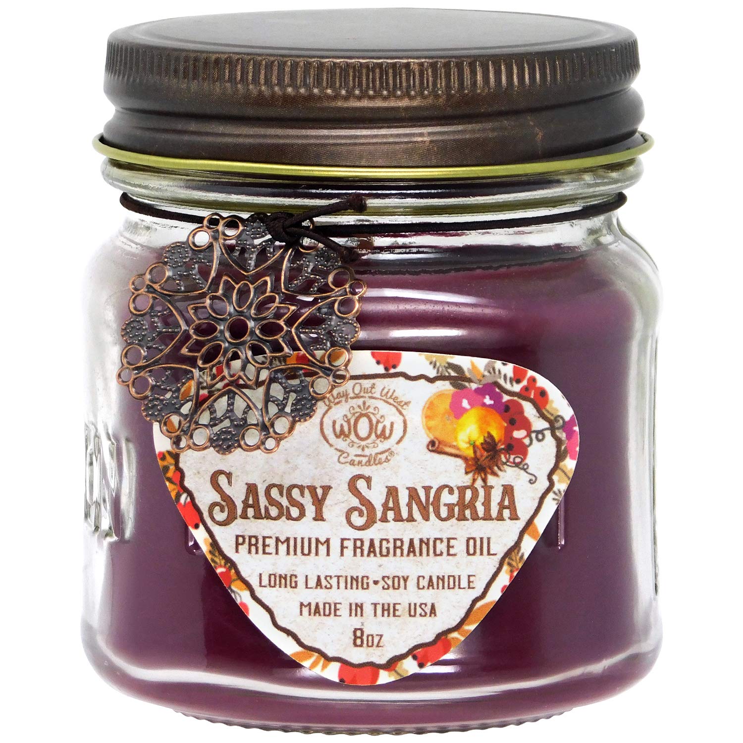 Scented Jar Candles Set Of 2 - Sassy Sangria + Spicy Pumpkin, Long Lasting Holiday Candles