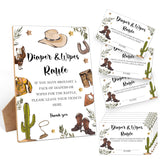 Diapers Wipes Raffle, Cowboy Diaper Raffle Tickets For Baby Shower, 1 Wooden Sign With 50 Diaper Raffle Cards, Game Activity For Baby Shower, Gender Reveal Party Favors Decorations