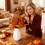 4Pcs Artificial Autumn Pumpkin Berry Flower Maple Plant Stems Picks Farmhouse Vase Decorations, For Home Harvest Holiday Indoor Thanksgiving