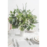 65 Pcs 7 Kinds Mixed Greenery Leaves Stems Bulk Artificial Silver Dollar Eucalyptus Leaves Picks Fake Eucalyptus Stems Faux Spray For Wedding Vase Bouquet Floral Arrangement