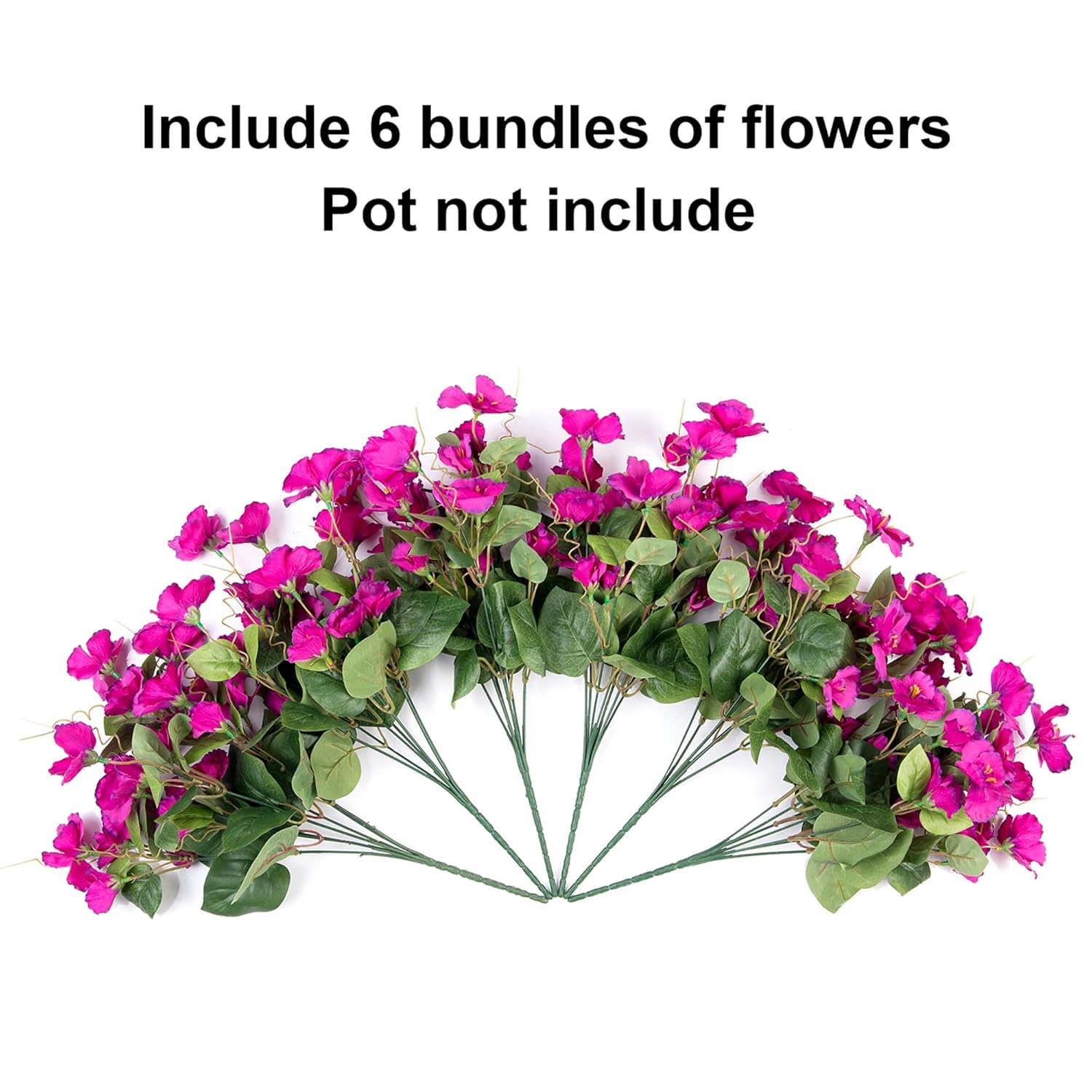 Fake Hibiscus Artificial Flowers For Outdoors Spring Summer Decoration, 6 Bundles Silk Hibiscus Flowers Bouquet Uv Resistant Look Real Faux Plants For Outside Planter Front Door Porch Balcony, Fuchsia