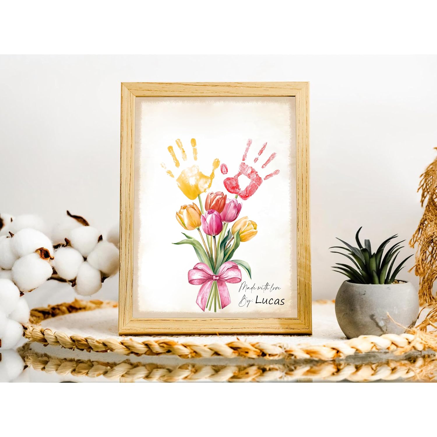 10 Pack Tulips Flower Bouquet Handprint Art, Diy Handprint Keepsake, Mothers Day Greeting Cards Bulk, Mothers Day Crafts For Family, Gifts For Mom & Grandma Birthday