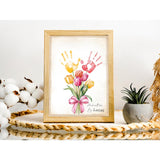 10 Pack Tulips Flower Bouquet Handprint Art, Diy Handprint Keepsake, Mothers Day Greeting Cards Bulk, Mothers Day Crafts For Family, Gifts For Mom & Grandma Birthday