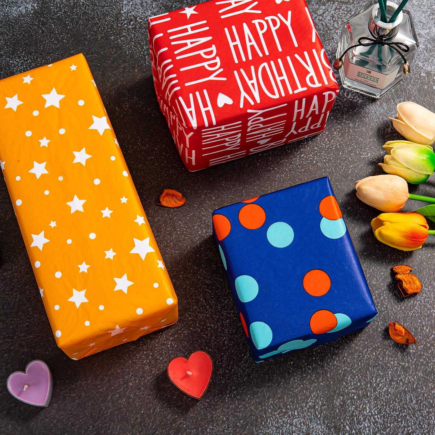 120 Count Happy Birthday Gift Tissue Paper - Assorted Pattern Wrapping Paper - 13.8 X 19.7 Inch - Classic, Unique - Mixed Color - Birthday Occasion
