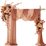 Artificial Wedding Arch Flowers Kit(Pack Of 4) 2Pcs Large Artificial Flower Swags With 2Pcs Draping Fabric For Wedding Party Ceremony Decoration(Burnt Orange)