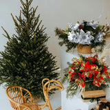Poinsettias Flowers Artificial Glitter Christmas Flowers Artificial For Home Party Table Door Decor (Silver)