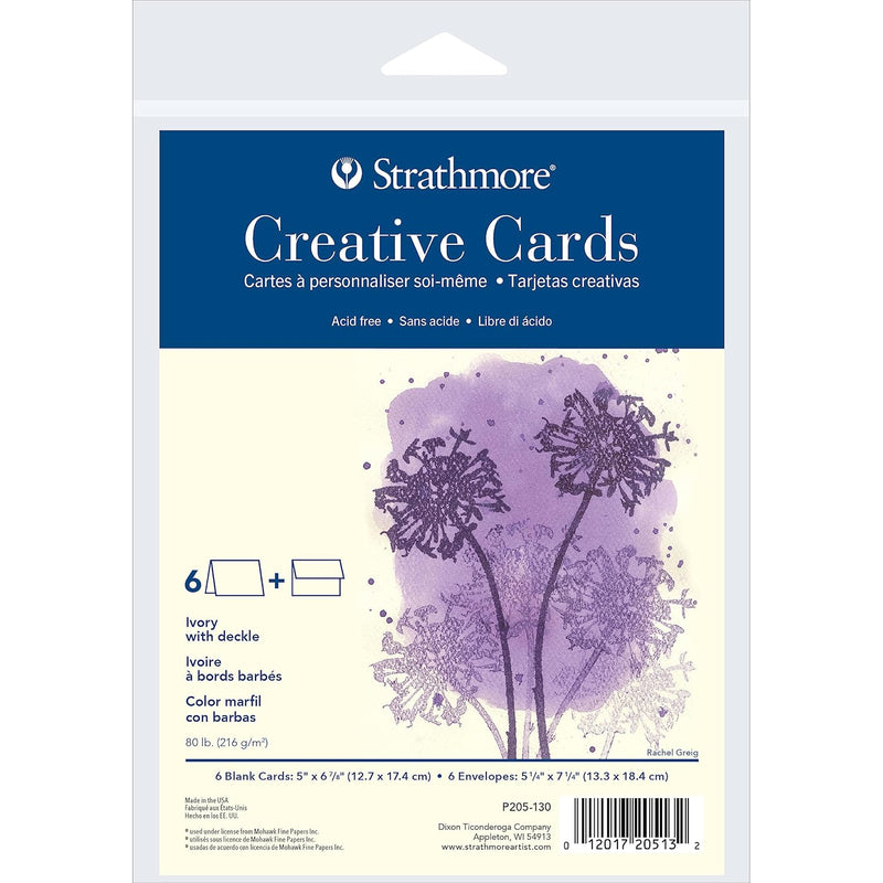 Creative Cards, Ivory With Deckle Edge, 5X6.875 Inches, 6 Pack, Envelopes Incl