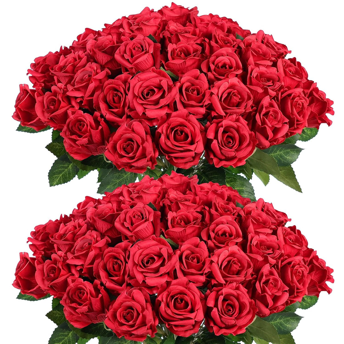 60 Pcs Artificial Rose Flower Realistic Faux Silk Roses Stem Fake Roses Bouquet For Flower Arrangement,Wedding Centerpieces,Party,Home Decorations (Burgundy)