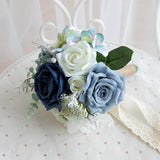 Wedding Bouquets For Bride Bridesmaid, Artificial Dusty Blue Bride Flower Bouquet For Wedding Church Decoration Ceremony, Anniversary, Etc, Roses Flowers