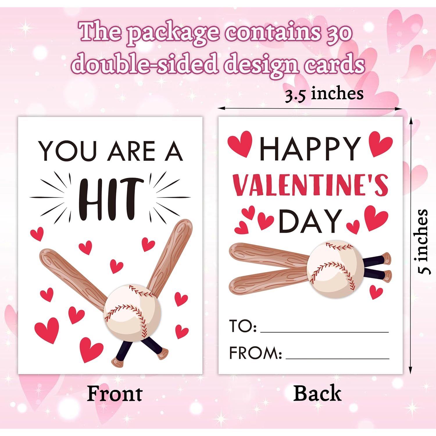 Greetings Valentine'S Day Cards, 30 Sports Baseball Valentine'S Classroom School Exchange Cards For Girls Boys Party Favors