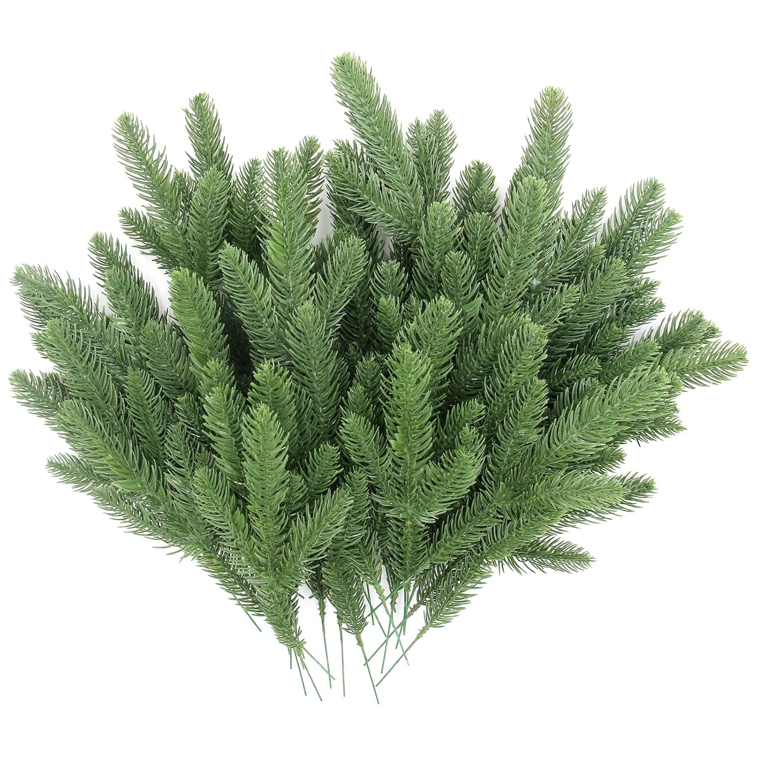 50 Pcs Artificial Pine Branches Green Plants Pine Needles Diy Accessories For Garland Wreath Christmas And Home Garden Decor (50, Green)