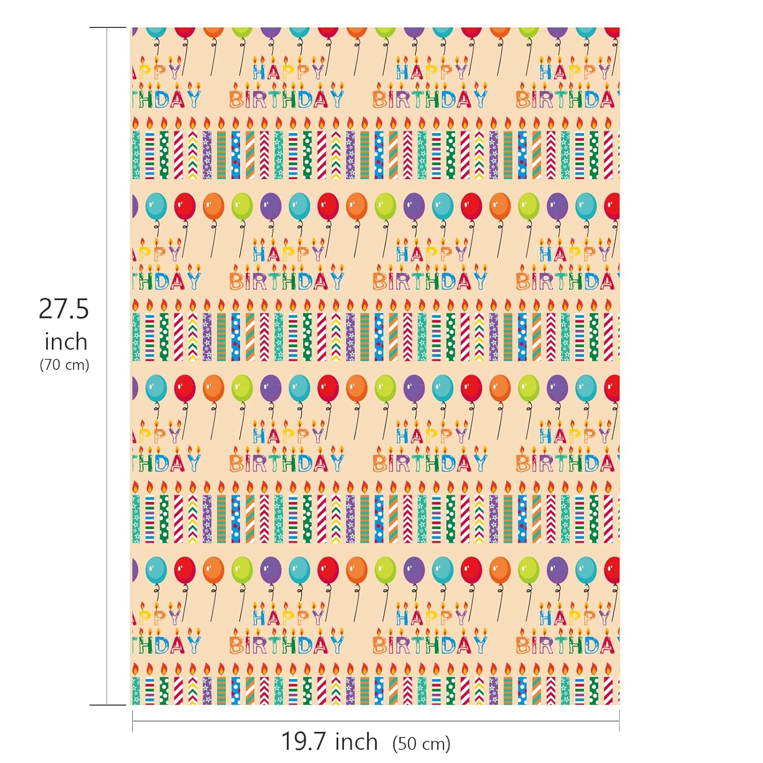 Birthday Wrapping Paper For Boys Girls Women Men,20 Sheets Gift Wrapping Paper With “Happy Birthday” Balloons, Colorful Stripes - Holiday Gift Wrap 27.5×19.7 Inches.