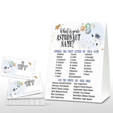 What'S Your Astronaut Name Game - Outer Space Birthday Party Games For Boys - Family School Classroom Activity - 1 Standing Sign And 30 Stickers - Kids Space Party Supplies Decorations(14)