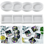 8Pcs Resin Coaster Molds Set, Include 4 Square And 4 Round Thick Silicone Molds For Epoxy Resin Casting Diy Coaster, Cups Mats, Home Decoration
