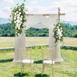 Artificial Wedding Arch Flowers Kit(Pack Of 4), 2 Pcs Floral Arrangement With 2 Pcs Fabric Drap For Arch Decorations Wedding Decor Ceremony Arbor Reception Backdrop For Diy?Cream & White