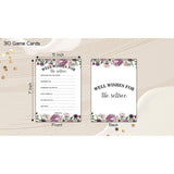 Retirement Party Games, Well Wishes For The Retiree Co-Worker Retirement Party Game Card, Purple Floral Retirement Party Ideas Activities Supplies Decorations(30 Game Cards) - B05