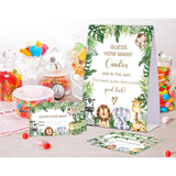 Jungle Safari Baby Shower Game, Guess How Many Candies Are In The Jar, Pack Of 1 Sign And 50 Guessing Cards, Baby Shower Decoration, Gender Neutral - 03