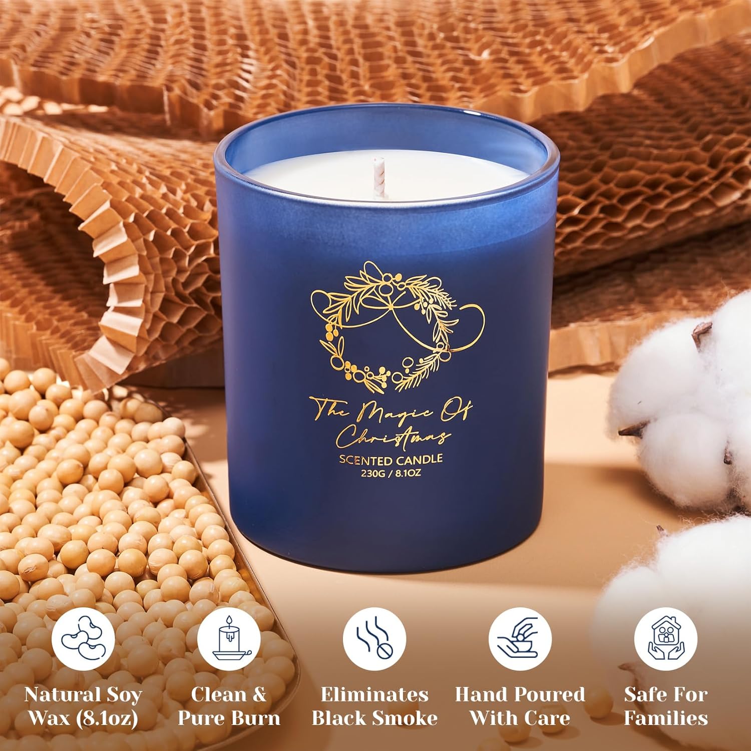 Christmas Holiday Candle - The Magic Of Christmas Scent, 8.1Oz Soy Wax, Ideal Winter Home Decor Gift For Women And Men