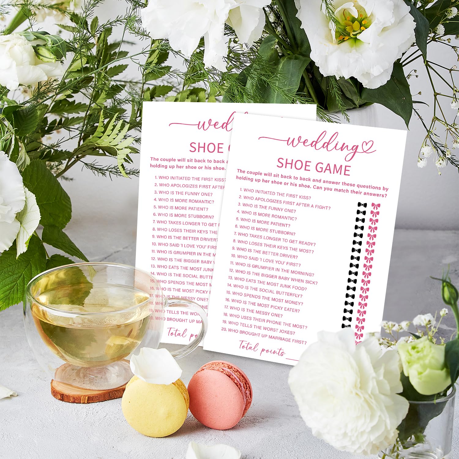 Wedding Shoe Game Cards, Minimalism Wedding Shower Game, 30 Wedding Games Cards, Pink Bridal Shower Games Engagement Party Favors Supplies - B06