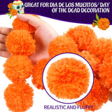 6 Pcs - 5 Feet Marigold Garland Indian American Wedding Party Mantle Decoration, Dia De Los Muertos Faux Garlands Diwali Decoration, Spring Bush Floral ?Dark Orange?