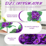 6 Pack Purple African Violet Artificial Silk Flower Bushes Individual Artificial Violet Flowers Houseplant
