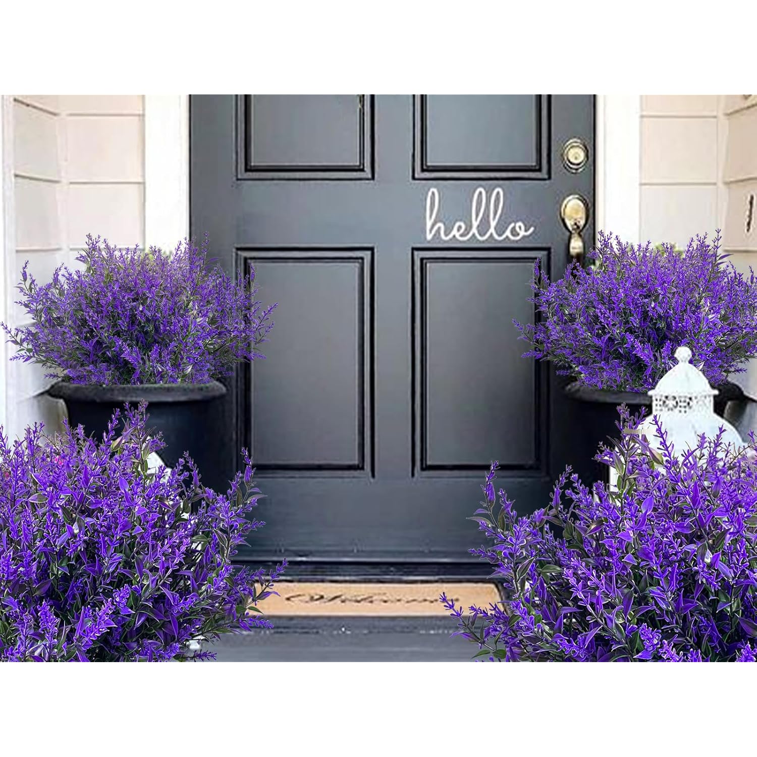 Artificial Lavender Flowers 10 Bundles Fake Outdoor Flowers Uv Resistant No Fade Faux Plastic Plants Garden Porch Window Home Decoration?Purple?