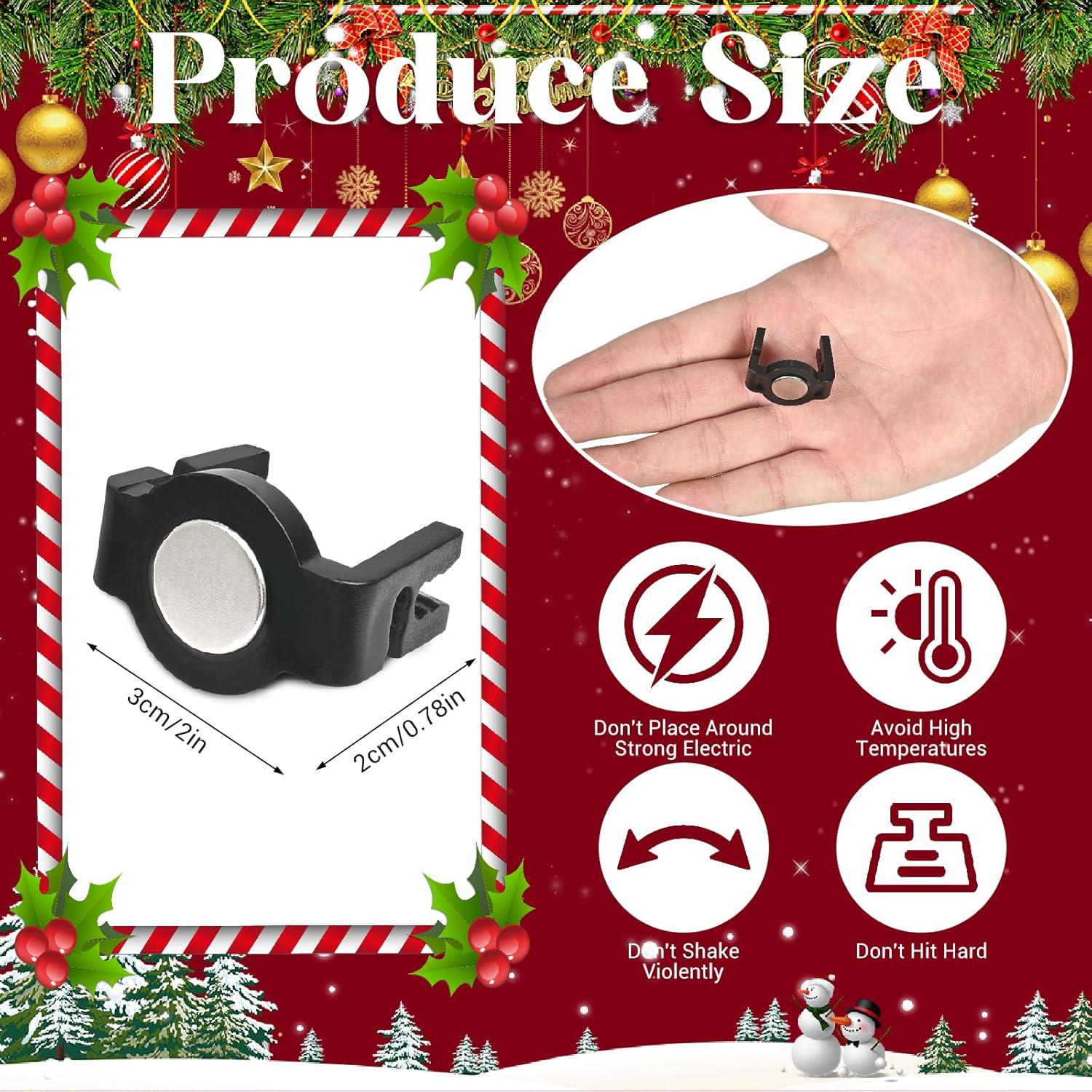 Strong Magnetic Christmas Light Clips -All-Weather Heavy-Duty Quick-Install Outdoor Light Clips For Roof, Gutter, Rv, Year-Round Decor (Black, 120)