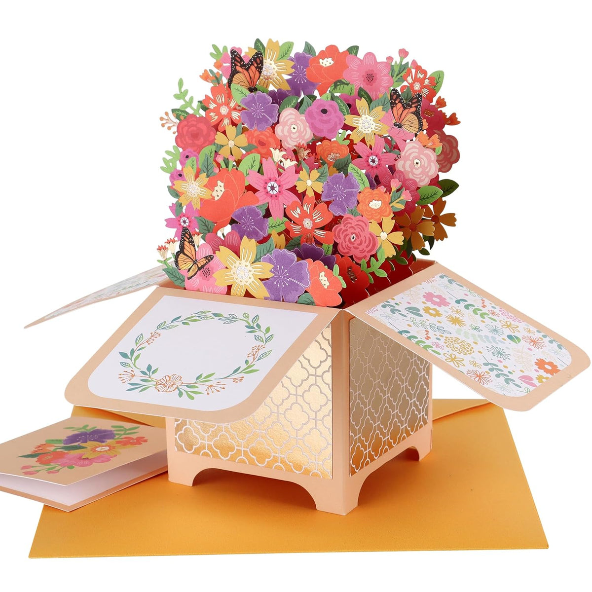 Flower Pop Up Card, Birthday Card For Mom, Wife, Friends, Handmade 3D Bouquet Greeting Cards For Graduation, Get Well, Thank You, Mother'S Day, All Occasion, With Blankcard And Envelope