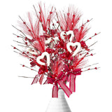 6 Pcs Valentine'S Day Heart Shaped Berry Feather Picks, 19.7 Inch Artificial Red White Heart Berry Flower Stems For Wedding Christmas Home Vase Decor