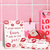 Valentines Game Cards Sign - How Many Kisses Are In The Jar - Galentine'S Valentine'S Day Party Game For Kids & Adults - Valentine Baby Shower Bridal Shower Birthday Party Supplies - A04
