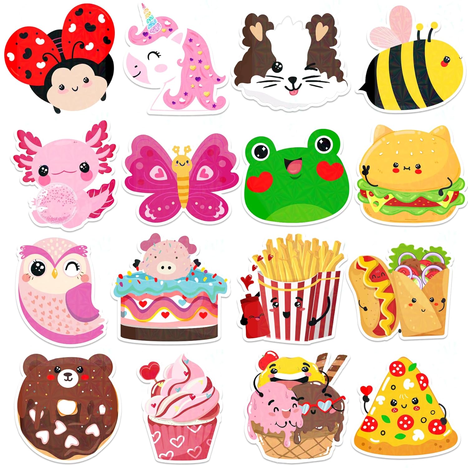 Valentines Cards For Kids School Classroom Exchange Cards With Envelopes Stickers Cute Adorable Animal Food Desserts Designs (Cute Valentine)